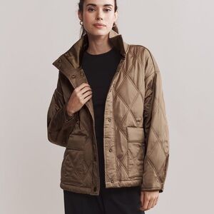 NWOT Rhône Dalston Quilted Jacket Brown Leaf XL Imperfection Casual Satin Chic